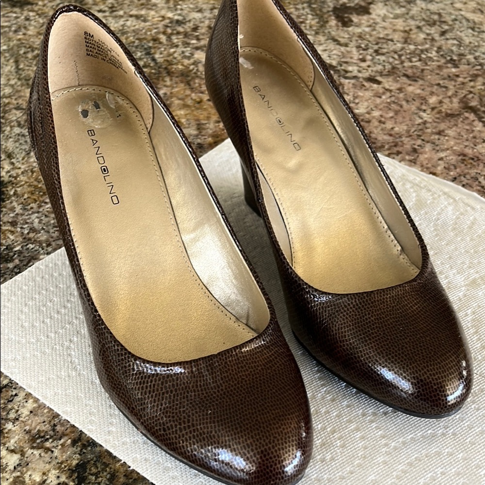 Bandolino Brown wedge heels 
Soft glossy finish. Gently worn. Good condition